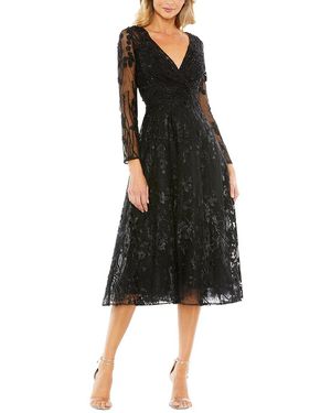 Mac Duggal Embellished Floral Long Sleeve Dress - Black