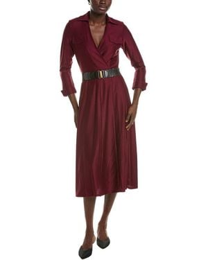 Maison Tara Long Sleeve Midi Dress - Red