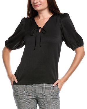 Anne Klein Elbow Puff Sleeve With Tie Solid Ity W - Black