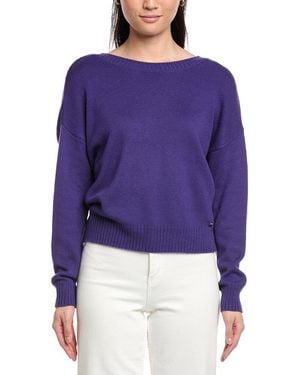 St. John Back Deep-V Cashmere-Blend Jumper - Blue