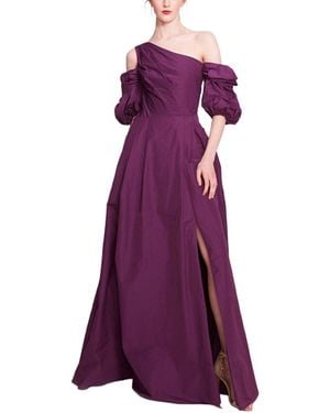 Marchesa Off-The-Shoulder Taffeta Gown - Purple