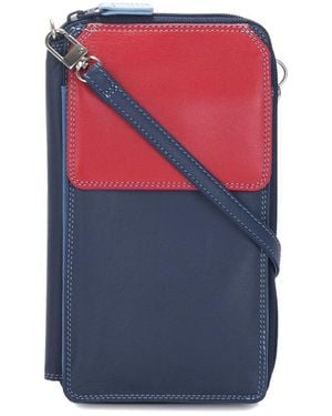 Mywalit Zip Round Leather Handbag With Shoulder Strap - Blue