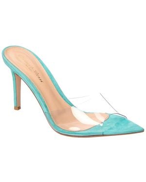 Gianvito Rossi Elle 85 Vinyl & Suede Sandal - Blue