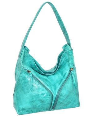 Nino Bossi Emily Hand-Dyed Vintage Leather Hobo Bag - Blue