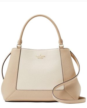 Kate Spade Lena Colorblocked Pebbled Leather Satchel - Natural