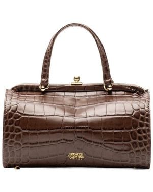 Frances Valentine Petit Michelle Croc-Embossed Leather Tote - Brown