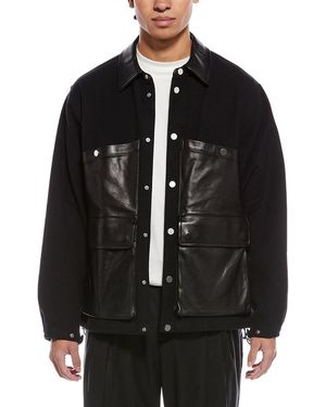 Helmut Lang Leather-Trim Hunting Coat - Black
