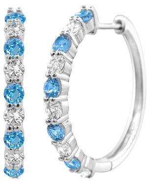 Lab Grown Gemstones 0.80 Ct. Tw. Lab-Grown Topaz Hoop Earrings - Blue
