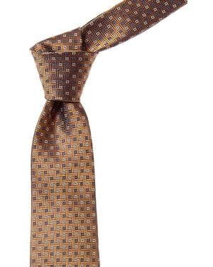 Canali Squares Silk Tie - Brown