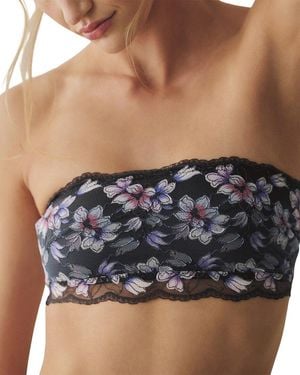 Free People Printed Lace Bandeau Bra - Black