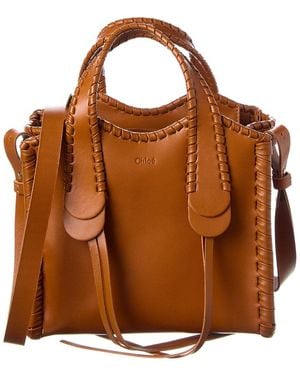 Chloé Mony Small Leather Tote - Brown