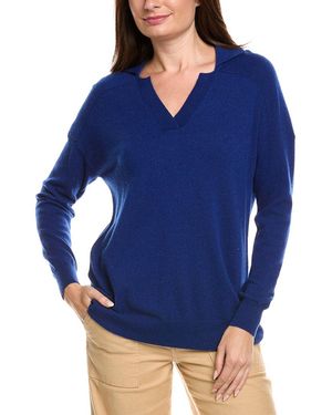 Kier + J Kier + J Wool & Cashmere-Blend Oversized Polo Jumper - Blue