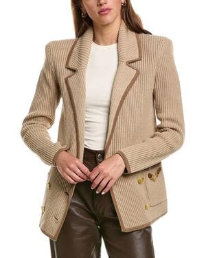 L'Agence Ranch Knit Wool-Blend Blazer - Natural
