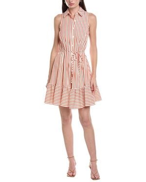 Maison Tara Seersucker Yarn Dye Stripe Shirtdress - Pink