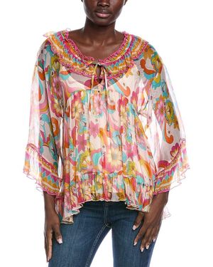 Johnny Was Prismatic Dream Silk Blouse - Red