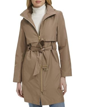Cole Haan Zip Up Trench Coat - Natural