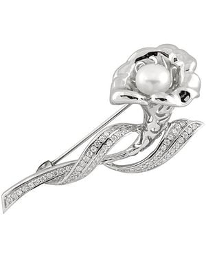 Splendid Silver 8-9mm Freshwater Pearl Brooch - White