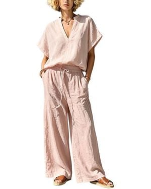 Olivia Taylor 2Pc Blouse & Pant Set - Pink