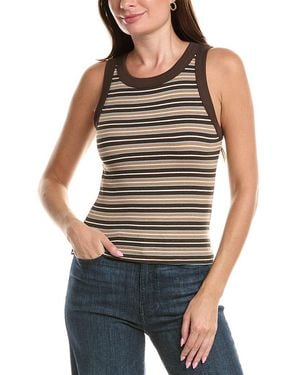 Michael Stars Gina Wide Binding Crop Tank Top - Blue