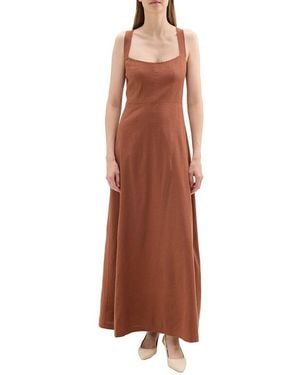 Theory Linen-Blend Maxi Dress - Brown