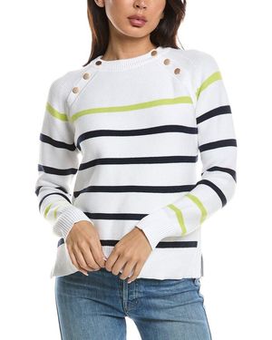 Forte Wide Sleeve Button Shoulder Jumper - White