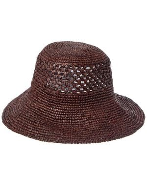 Bruno Magli Floppy Packable Crochet Sun Hat - Brown