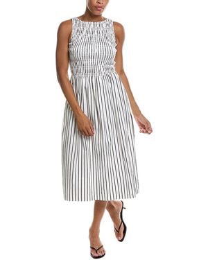 Madewell Boatneck Smocked Midi Dress - White