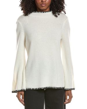 Tahari Funnel Neck Cashmere Jumper - White