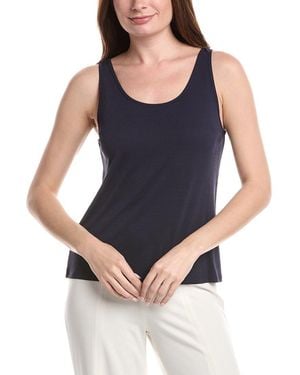 Eileen Fisher Silk Scoop Neck Slim Tank - Blue