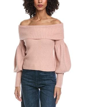 Fate Off-Shoulder Wool-Blend Jumper - Red