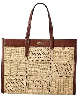 Anya Hindmarch Mortimer Patchwork Raffia & Leather Tote - Brown