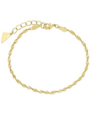 Sterling Forever 14K Plated Blakely Twisted Herringbone Chain Bracelet - Metallic