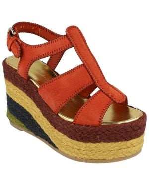 Ferragamo Renee Leather Wedge Espadrille - Brown