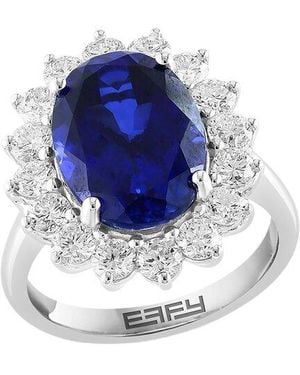 Effy Fine Jewelry 14K.59 Ct. Tw. Lab-Grown Diamond & Lab-Grown Sapphire Ring - Blue