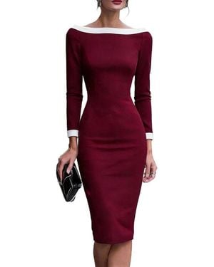 Tedora Long Sleeve Midi Dress - Red