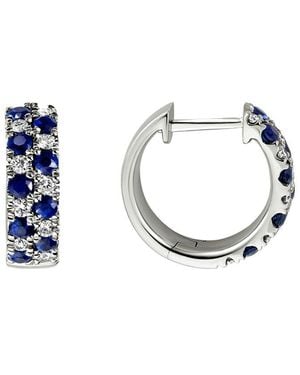 Diamond Select Cuts 14k Diamond .26 Ct. & .89 Ct. Blue Sapphire Earrings