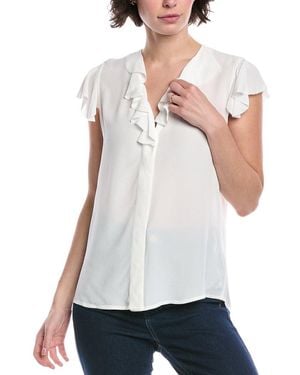 Brooks Brothers Flutter Sleeve Blouse - White