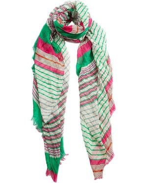 Blue Pacific Starburst Stripe Scarf - White