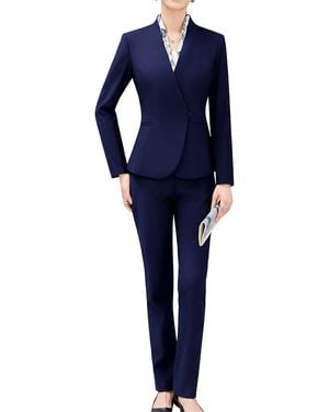 Olivia Taylor 2Pc Jacket & Pant Set - Blue
