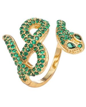 Eye Candy LA Luxe Collection 14k Plated Cz Adjustable Ring - Green