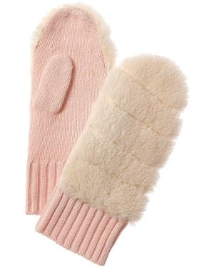 Hannah Rose Cashmere Sherpa Mittens - Natural