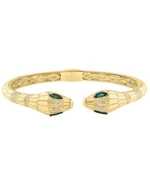 Effy Fine Jewelry 14K 0.77 Ct. Tw. Diamond & Emerald Bracelet - Metallic