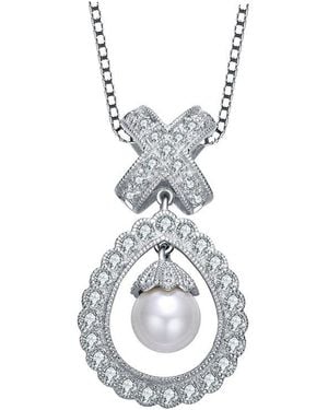 Genevive Jewelry Silver Cz Pendant - White