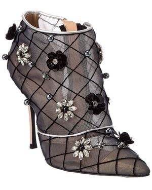 Roger Vivier Satin & Mesh Boot - Black