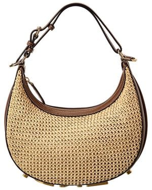 Fendi Graphy Small Macramé & Leather Hobo Bag - Metallic