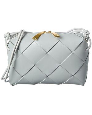 Tiffany & Fred Paris Smooth Woven Leather Messenger Bag - Grey