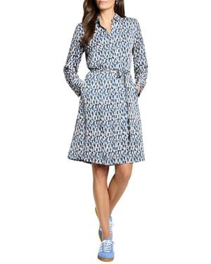 NIC+ZOE Brushstrokes Long Sleeve Devon Dress - Blue