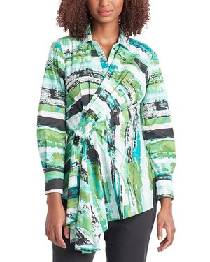 Natori Kazuki Poplin Side Drape Shirt - Green