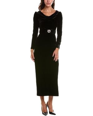 Saloni Jinx Stretch Velvet Silk-Blend Midi Dress - Black