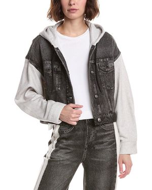 Rag & Bone Miramar Terry Combo Hooded Trucker Jacket - Gray